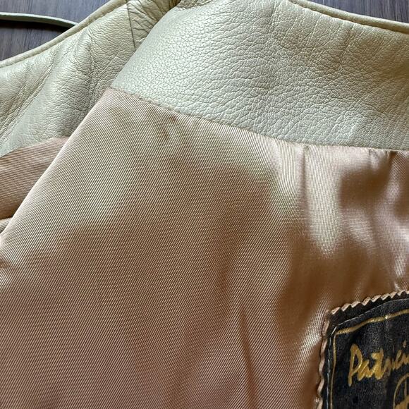 Patricia Wolf Pearlized Leather Fringe Jacket Beige Women’s 10 Made in Texas - Picture 10 of 13